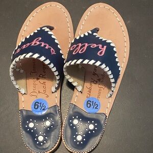 Jack Rogers Blue Sandals with Pink Stitching